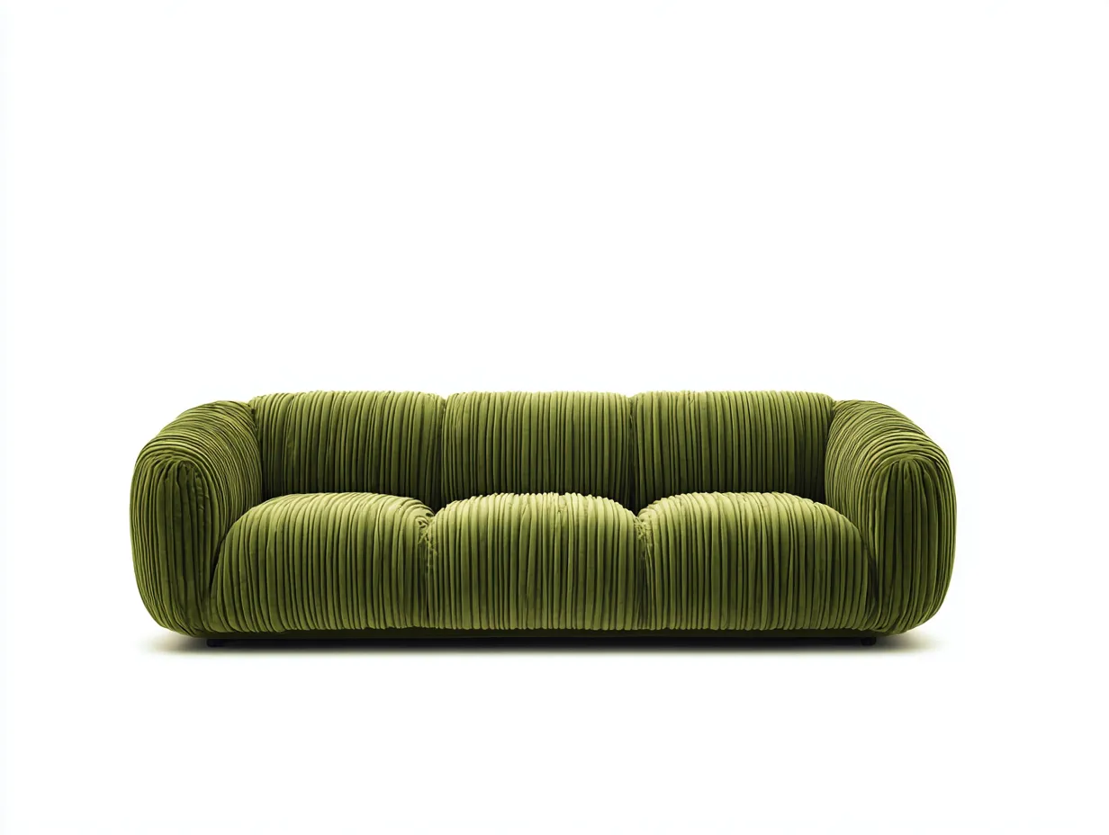 3-Sitzer Sofa Cordstoff 220x95x80cm - grün - für Wohnzimmer - modernes Komfortdesign