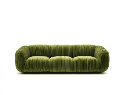 3-Sitzer Sofa Cordstoff 220x95x80cm - grün - für Wohnzimmer - modernes Komfortdesign