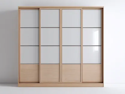 Schiebetürenschrank Holz Glas 240x60x220 cm - helles Holz/transparent - Schlafzimmer - Kleiderschrank mit Schiebetüren-Livingota