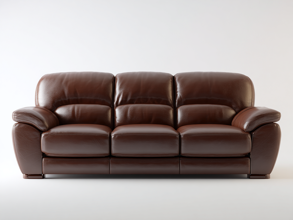 3-Sitzer Sofa Leder 215x95x85 cm - braun - Wohnzimmer - gepolstertes Sofa mit komfortabler Sitzfläche-Livingota