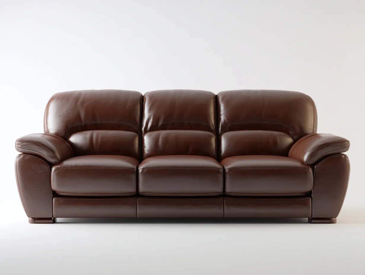 3-Sitzer Sofa Leder 215x95x85 cm - braun - Wohnzimmer - gepolstertes Sofa mit komfortabler Sitzfläche-Livingota