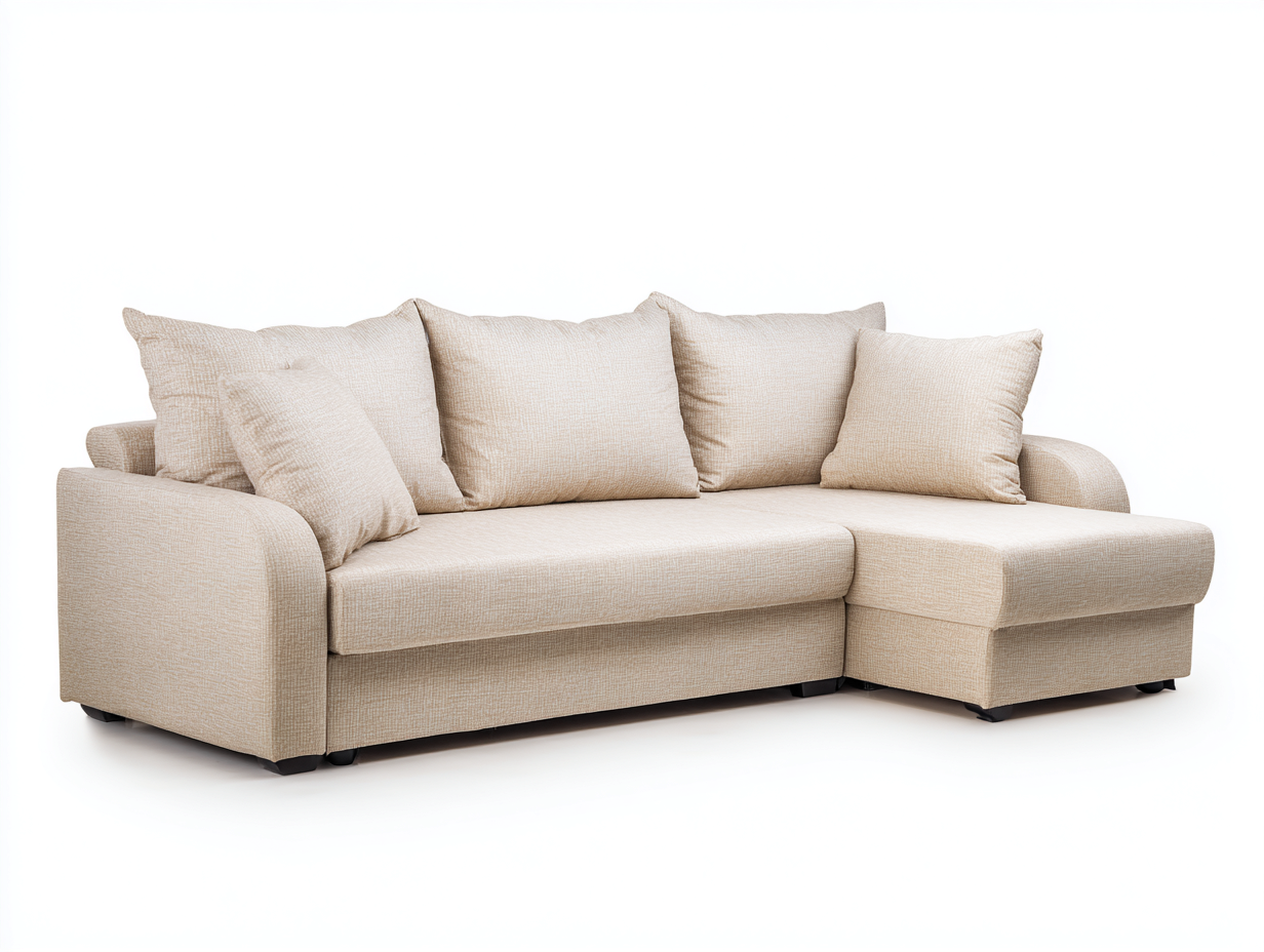 Ecksofa Stoff 235x155x85 cm - beige - Wohnzimmer - Sofa mit Chaiselongue