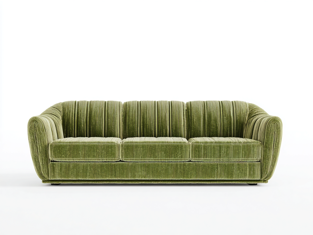 3-Sitzer Sofa Cordstoff 220x95x80 cm - grün - Wohnzimmer - Polstersofa mit breiter Sitzfläche