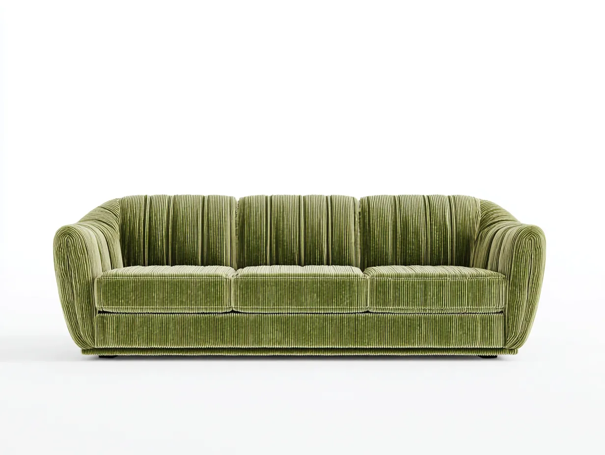 3-Sitzer Sofa Cordstoff 220x95x80 cm - grün - Wohnzimmer - Polstersofa mit breiter Sitzfläche