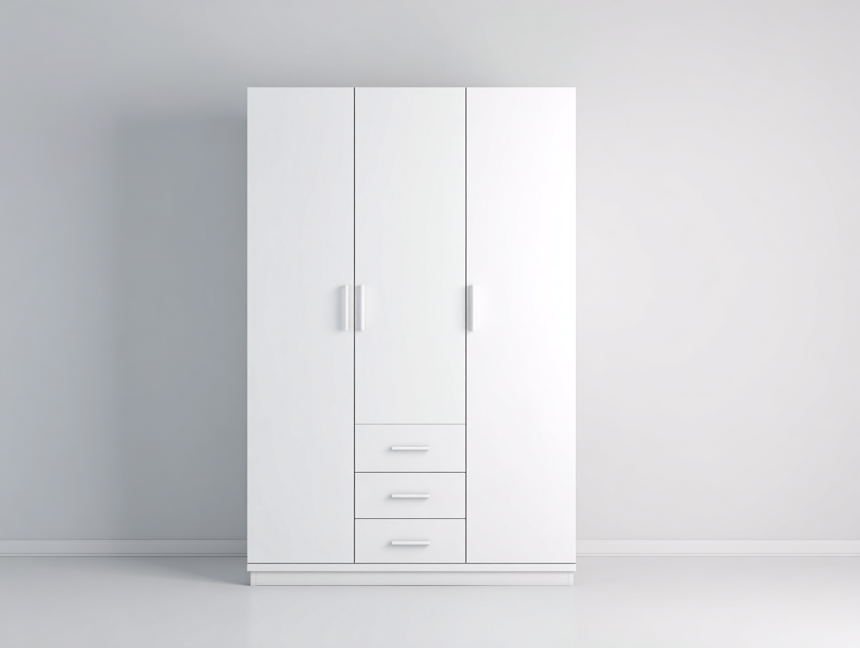 Kleiderschrank Holz 120x55x200 cm - weiß - Schlafzimmer - Drehtürenschrank mit Schubladen