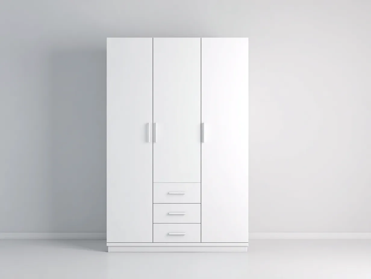 Kleiderschrank Holz 120x55x200 cm - weiß - Schlafzimmer - Drehtürenschrank mit Schubladen