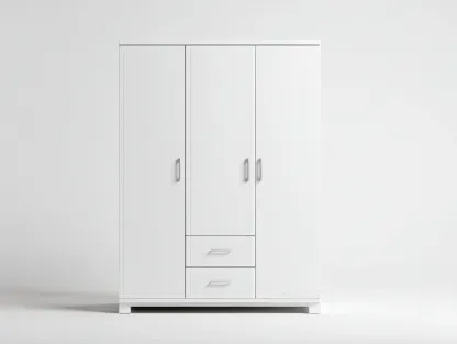 Kleiderschrank Holzwerkstoff 150x60x200cm - Weiß - für Schlafzimmer - modernes Design mit drei Drehtüren und Schubladen-Livingota