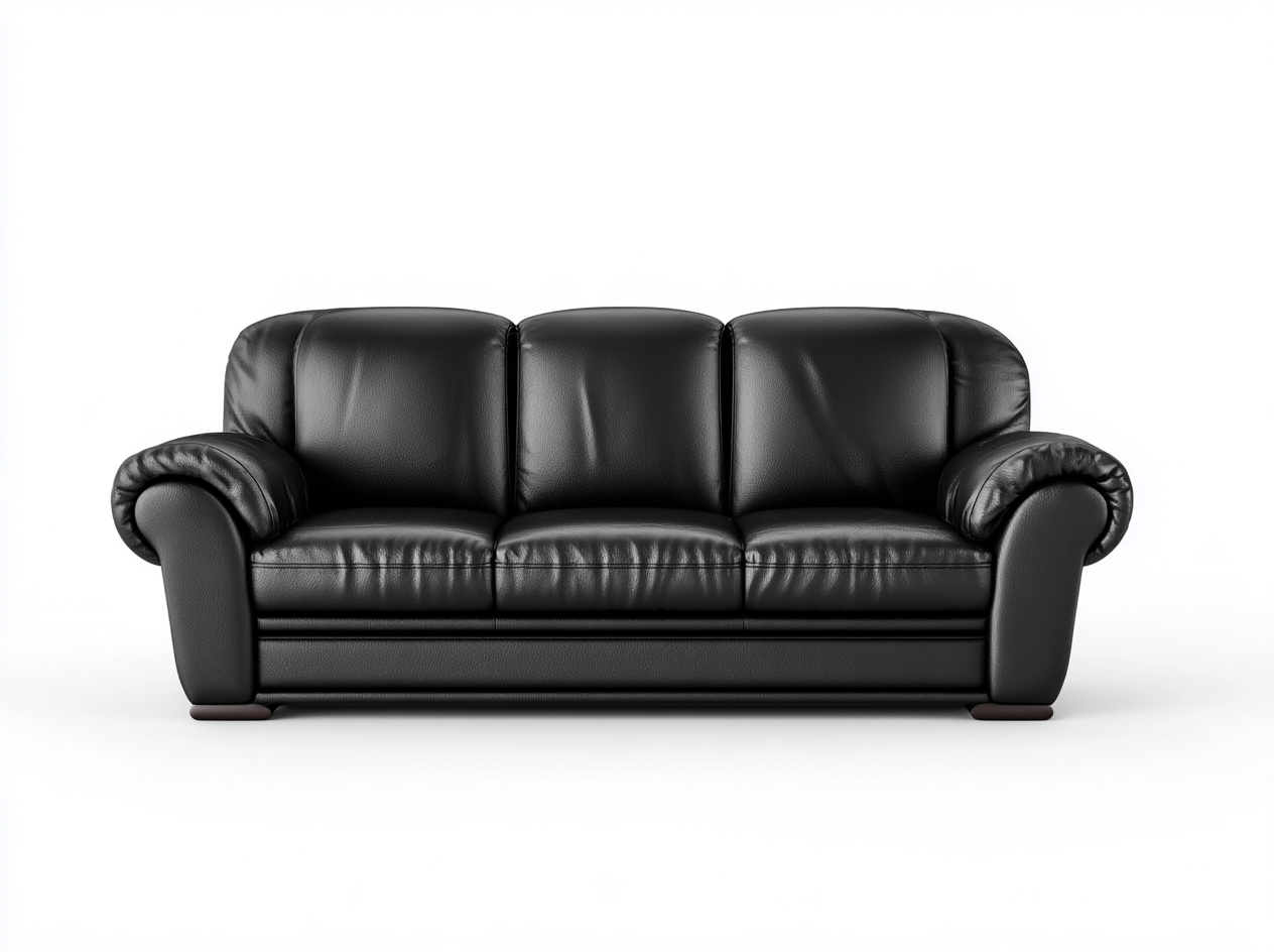 3-Sitzer Sofa Echtleder 210x95x90cm - schwarz - für Wohnzimmer - klassisches Komfortdesign
