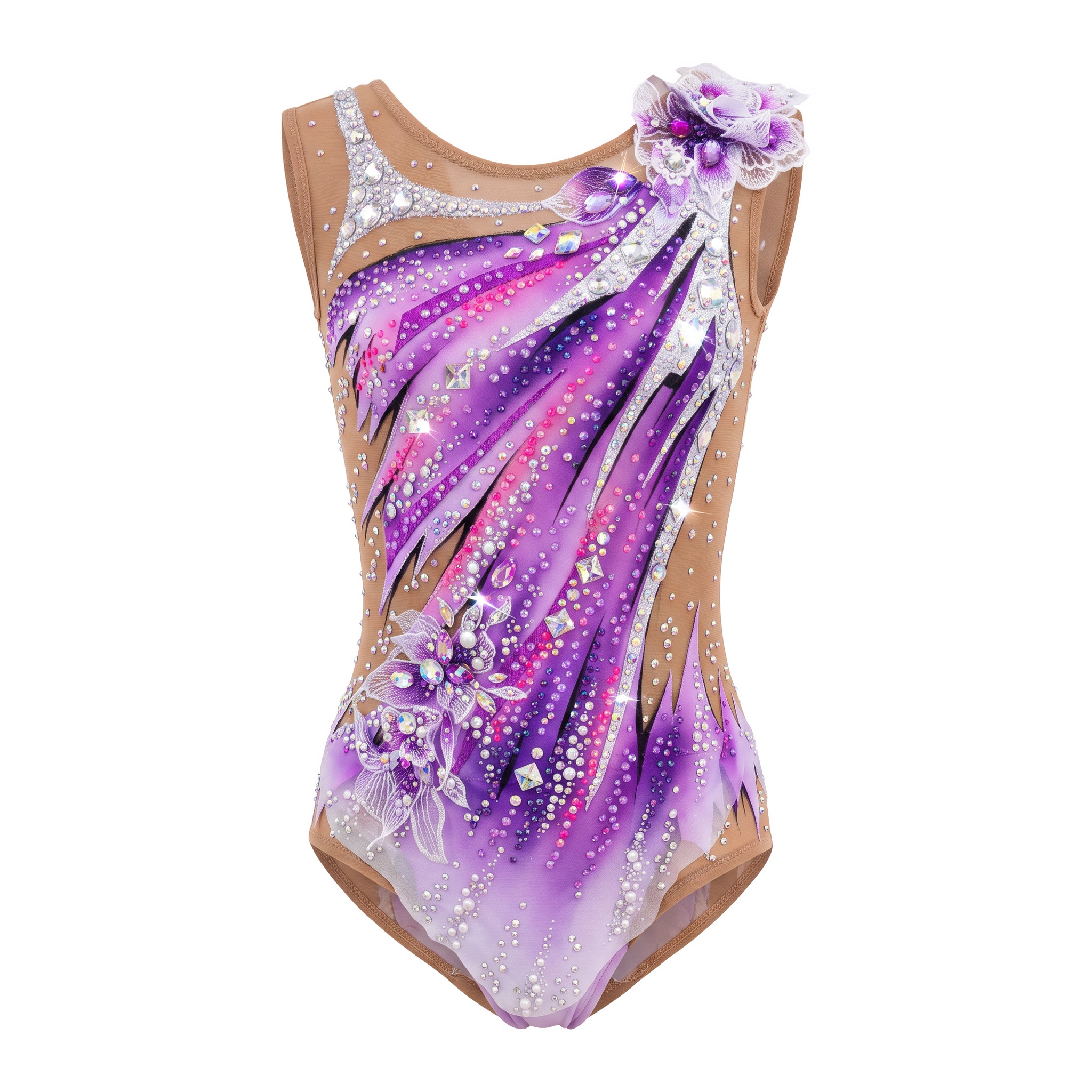 JoyCan Artistic Gymnastics Leotard JC1500 | Purple Gradient Printed Rhinestone Competition Leotard for Girls & Women