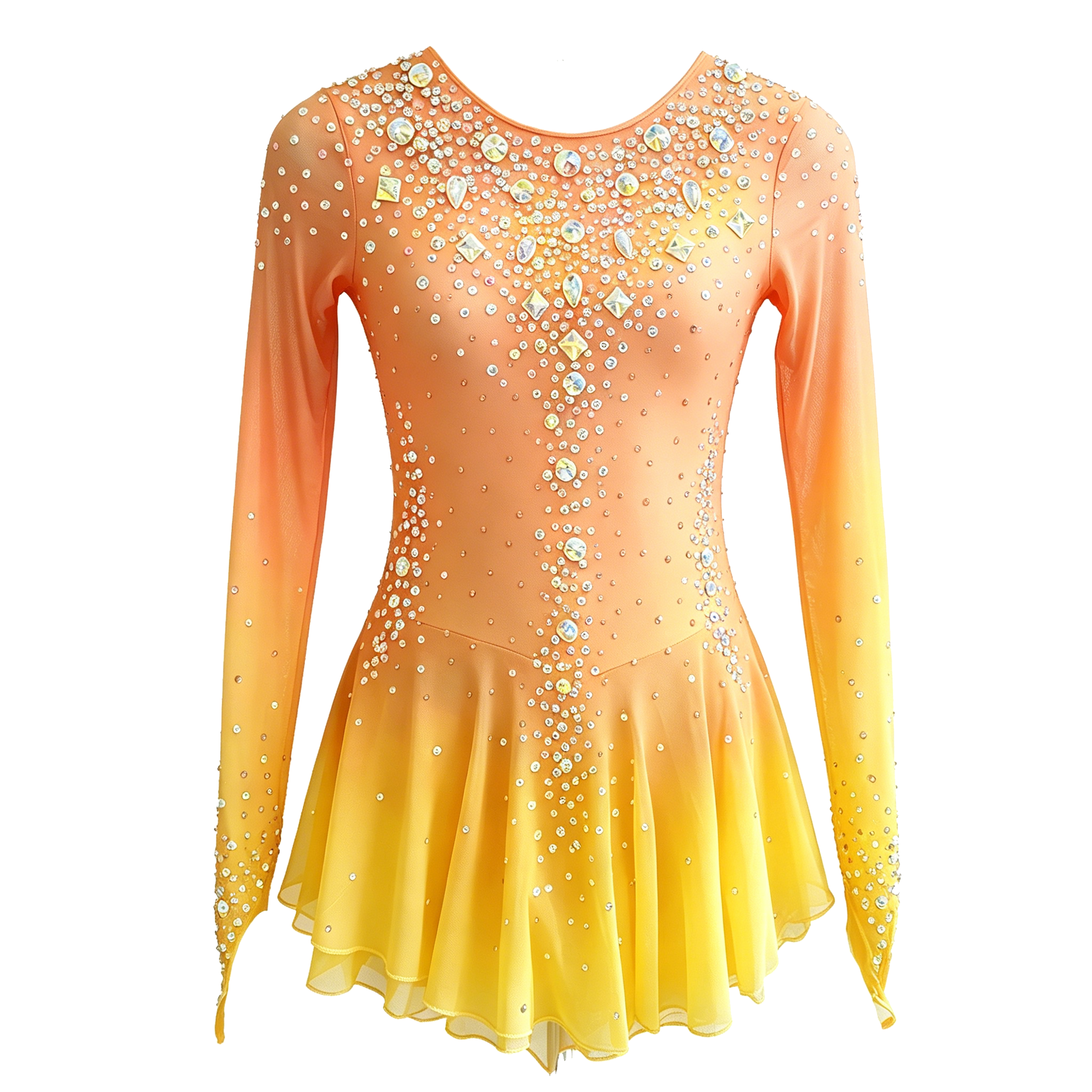 JoyCan Figure Skating Dresses BD1887 | Vibrant Sky Blue Gradient Crystal Competition Ice Skating Costume for Girls and Women