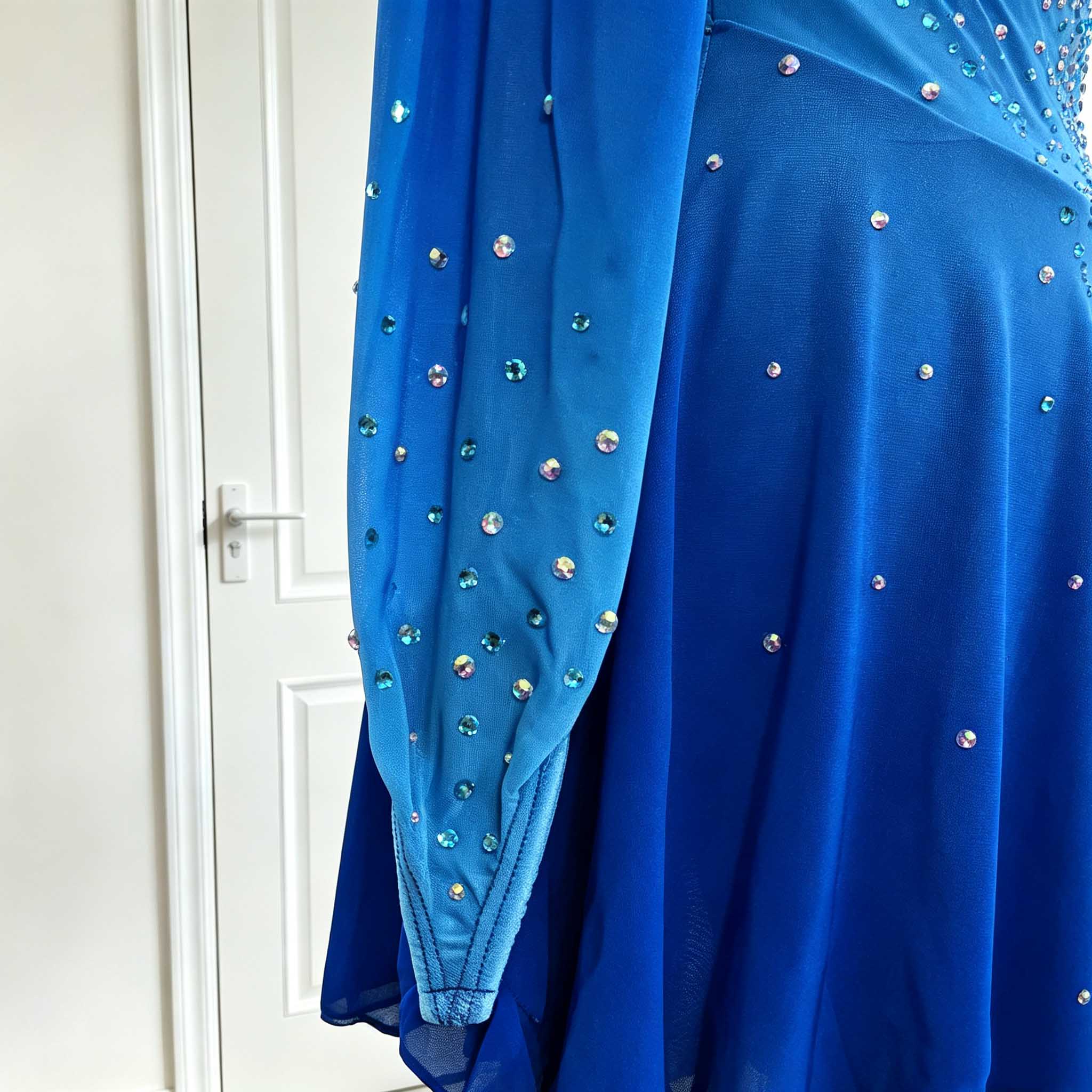 JoyCan Figure Skating Dresses BD1501 | Elegant Royal Blue Gradient Crystal Ice Skating Performance Costume for Girls and Women