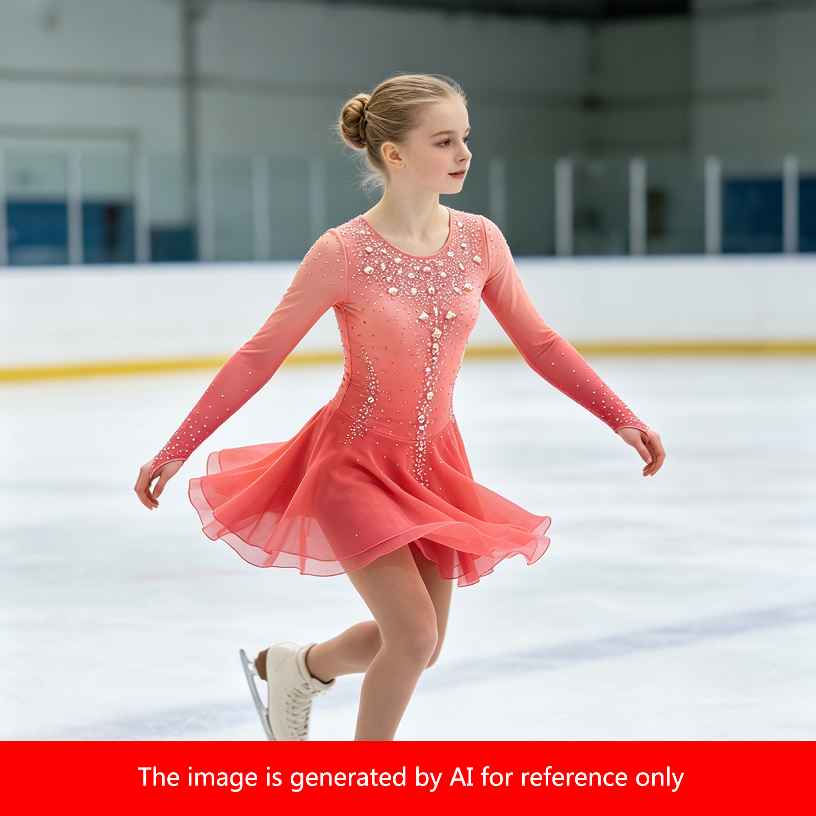 JoyCan Figure Skating Dresses BD1887 | Vibrant Sky Blue Gradient Crystal Competition Ice Skating Costume for Girls and Women