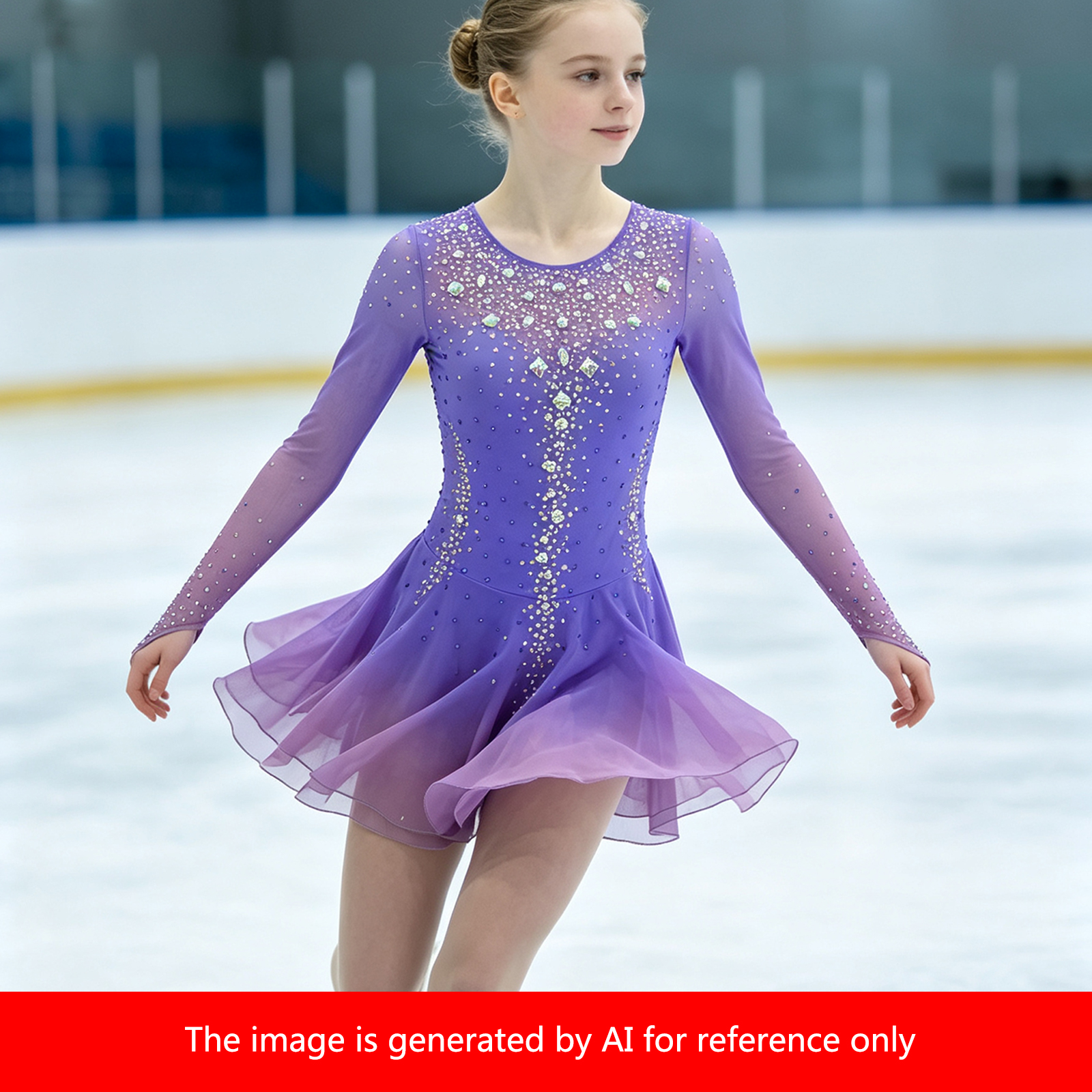 JoyCan Figure Skating Dresses BD1887 | Vibrant Sky Blue Gradient Crystal Competition Ice Skating Costume for Girls and Women