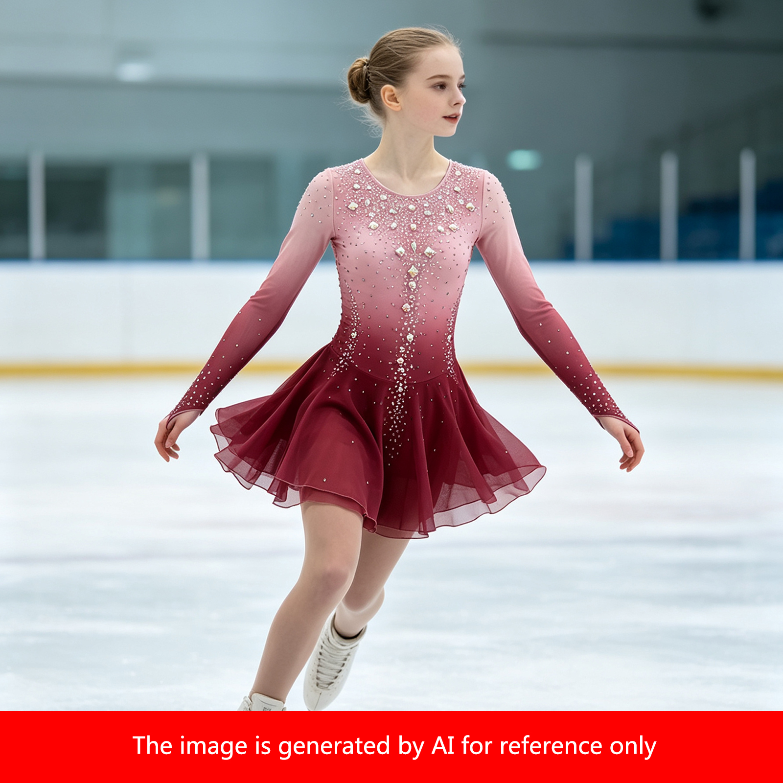 JoyCan Figure Skating Dresses BD1887 | Vibrant Sky Blue Gradient Crystal Competition Ice Skating Costume for Girls and Women