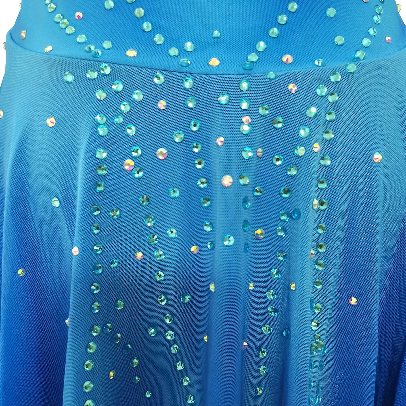 JoyCan Figure Skating Dresses BD1501 | Elegant Royal Blue Gradient Crystal Ice Skating Performance Costume for Girls and Women
