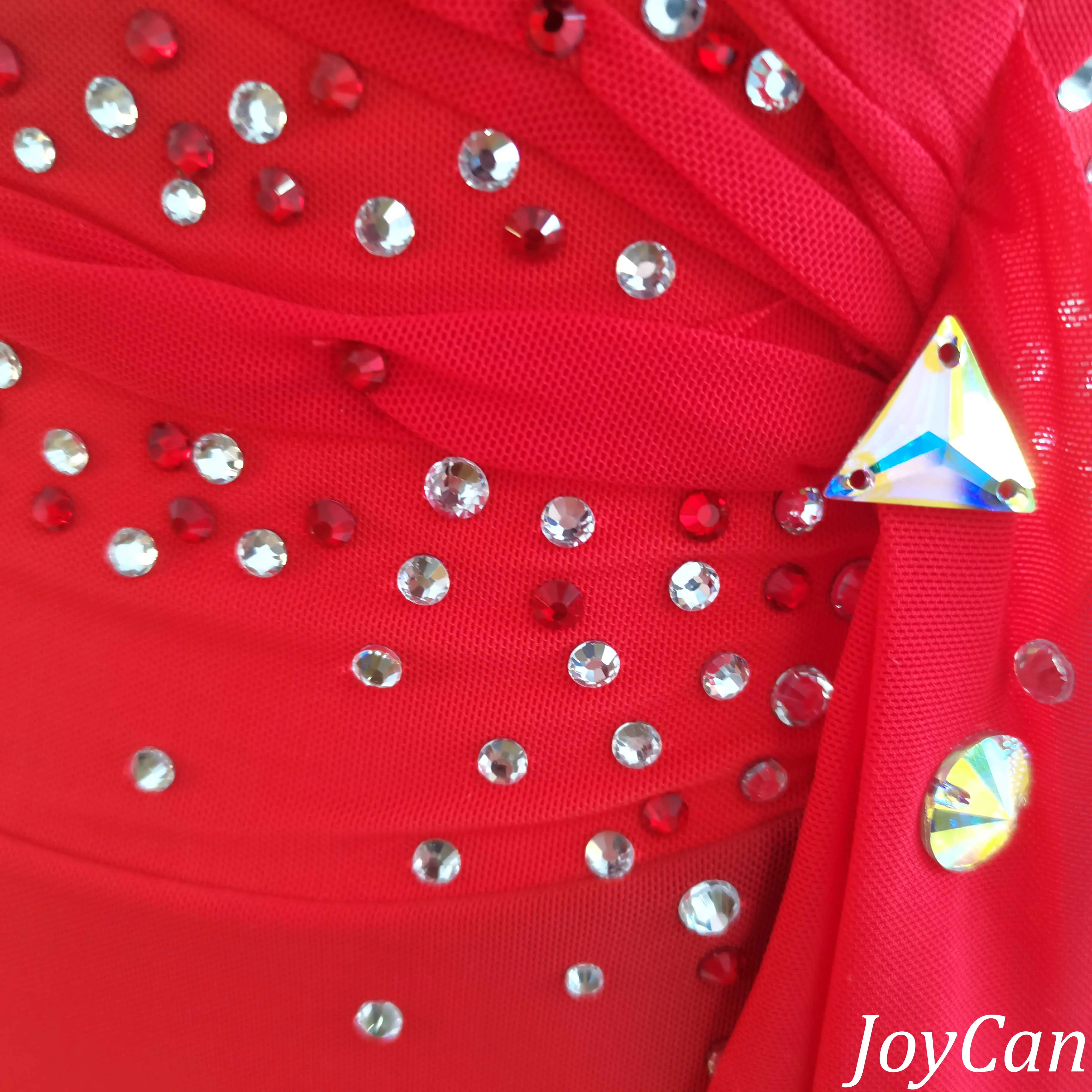 JoyCan Figure Skating Dresses BD3133 | Elegant Red Gradient Crystal Ice Skating Performance Costume for Girls and Women