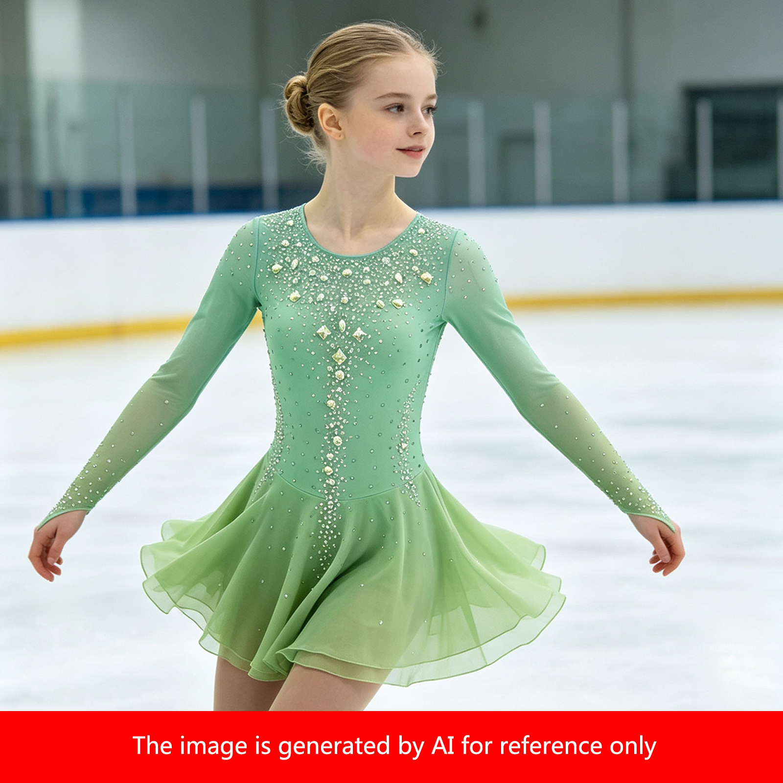 JoyCan Figure Skating Dresses BD1887 | Vibrant Sky Blue Gradient Crystal Competition Ice Skating Costume for Girls and Women
