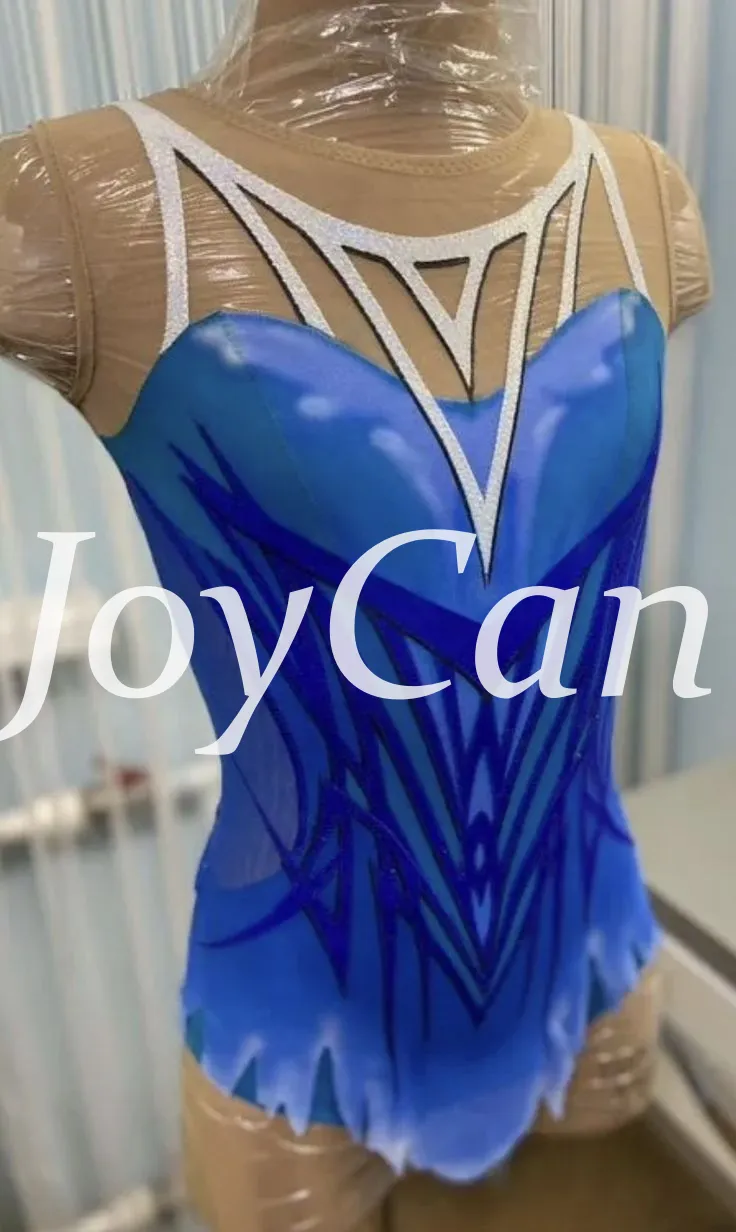 JoyCan Rhythmic Gymnastics Leotard JC1499 | Royal Blue Multi‑Strap Rhinestone Competition Leotard for Girls & Women