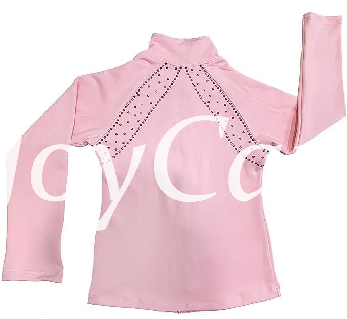 JoyCan Figure Skating Warm‑Up Jacket JB238 | Light Blue Full‑Zip Stand‑Collar Diamond‑Shaped Rhinestone Ice Skate Training Jacket for Girls and Women