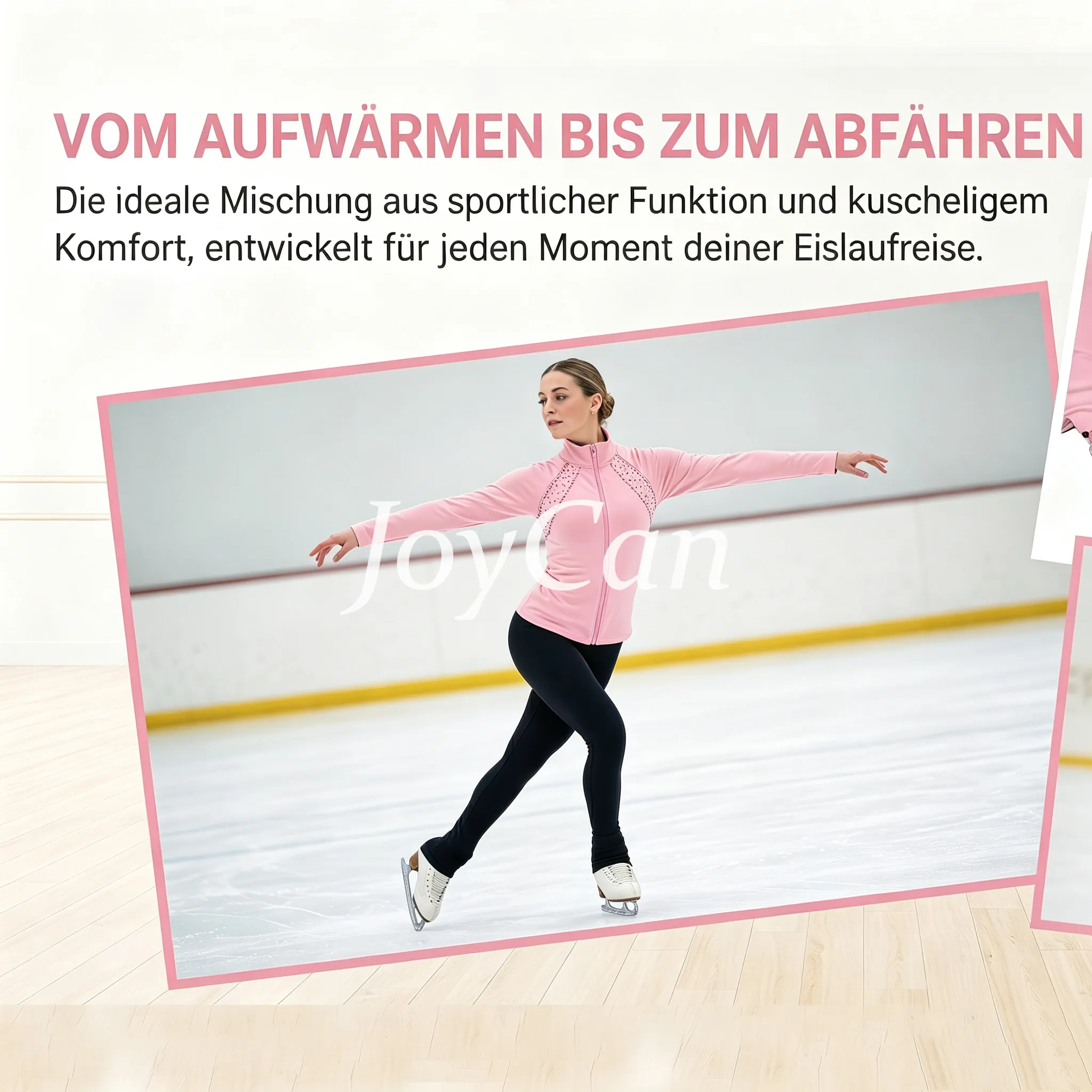 JoyCan Figure Skating Warm‑Up Jacket JB238 | Light Blue Full‑Zip Stand‑Collar Diamond‑Shaped Rhinestone Ice Skate Training Jacket for Girls and Women