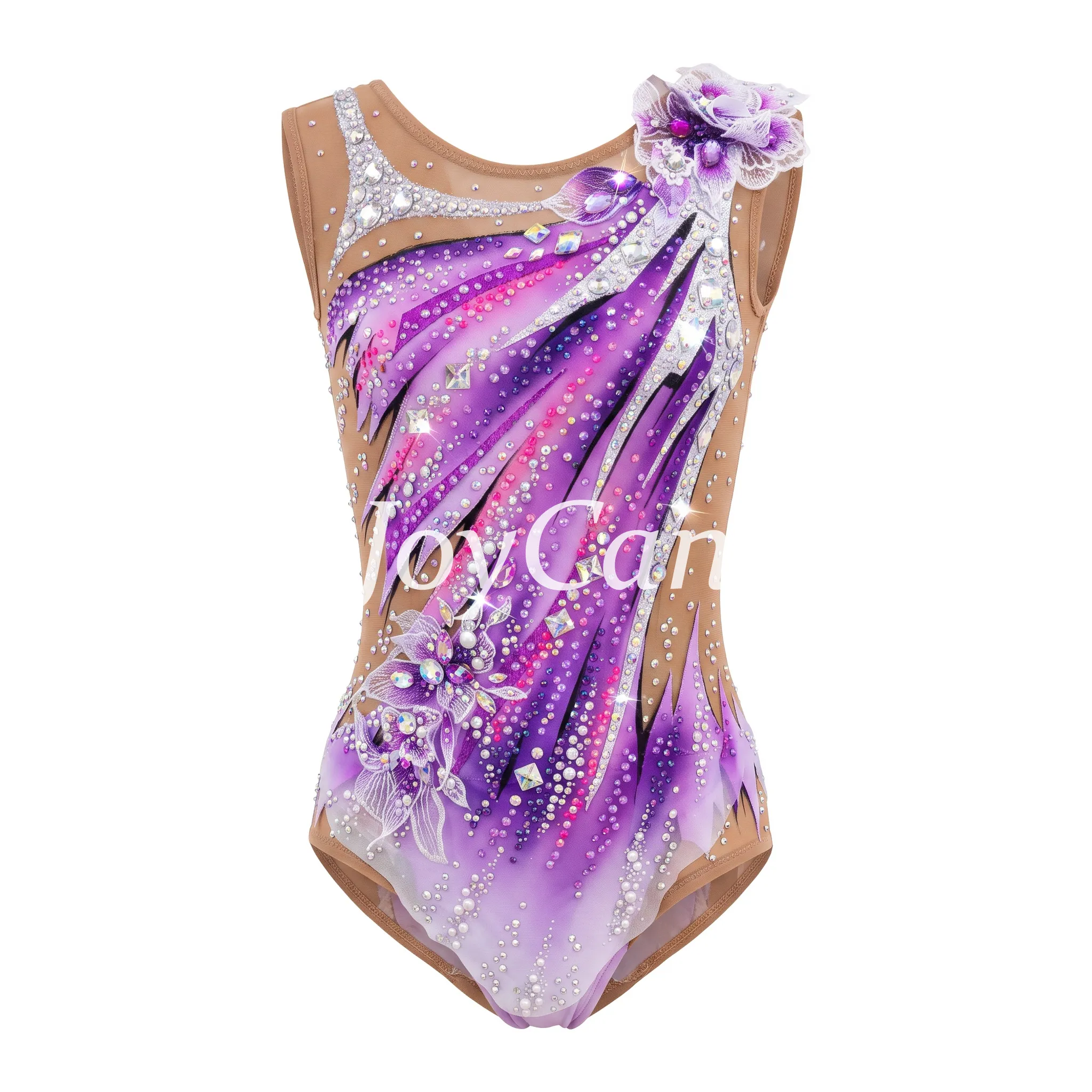 JoyCan Artistic Gymnastics Leotard JC1500 | Purple Gradient Printed Rhinestone Competition Leotard for Girls & Women