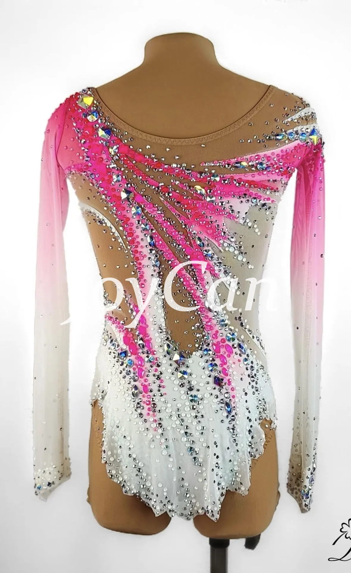 JoyCan Rhythmic Gymnastics Leotard JC1492 | Pastel Rainbow Gradient 3D‑Floral Long‑Sleeve Competition Leotard for Girls & Women