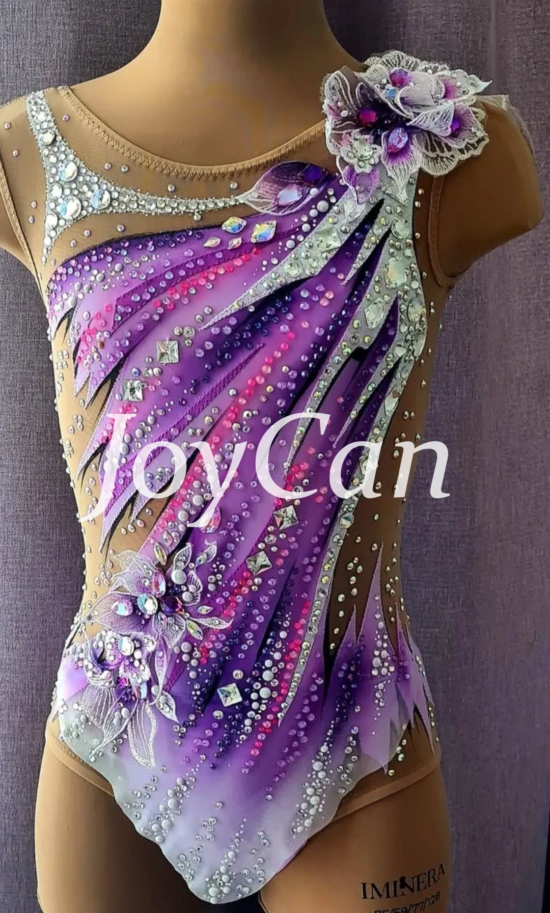 JoyCan Artistic Gymnastics Leotard JC1500 | Purple Gradient Printed Rhinestone Competition Leotard for Girls & Women