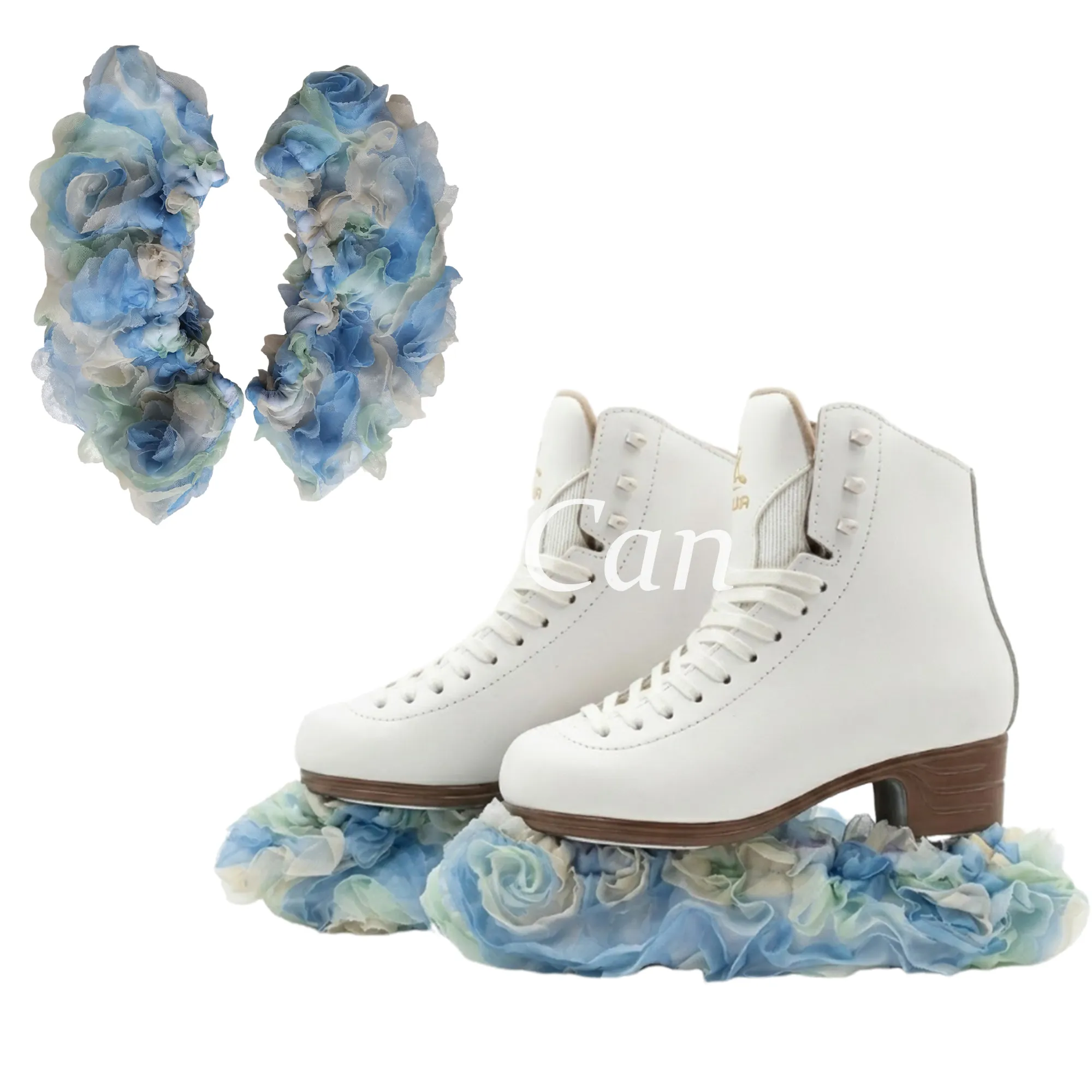 JoyCan Figure Skate Blade Covers JB453 | Rainbow Pastel 3D Flower Decorative Ice Skate Guards for Girls and Women