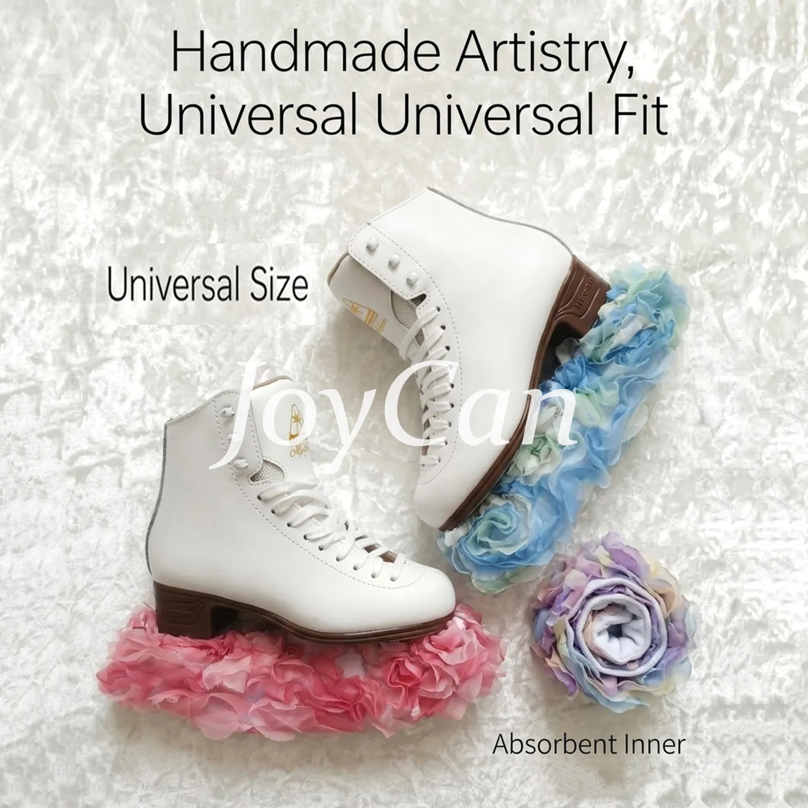 JoyCan Figure Skate Blade Covers JB453 | Rainbow Pastel 3D Flower Decorative Ice Skate Guards for Girls and Women