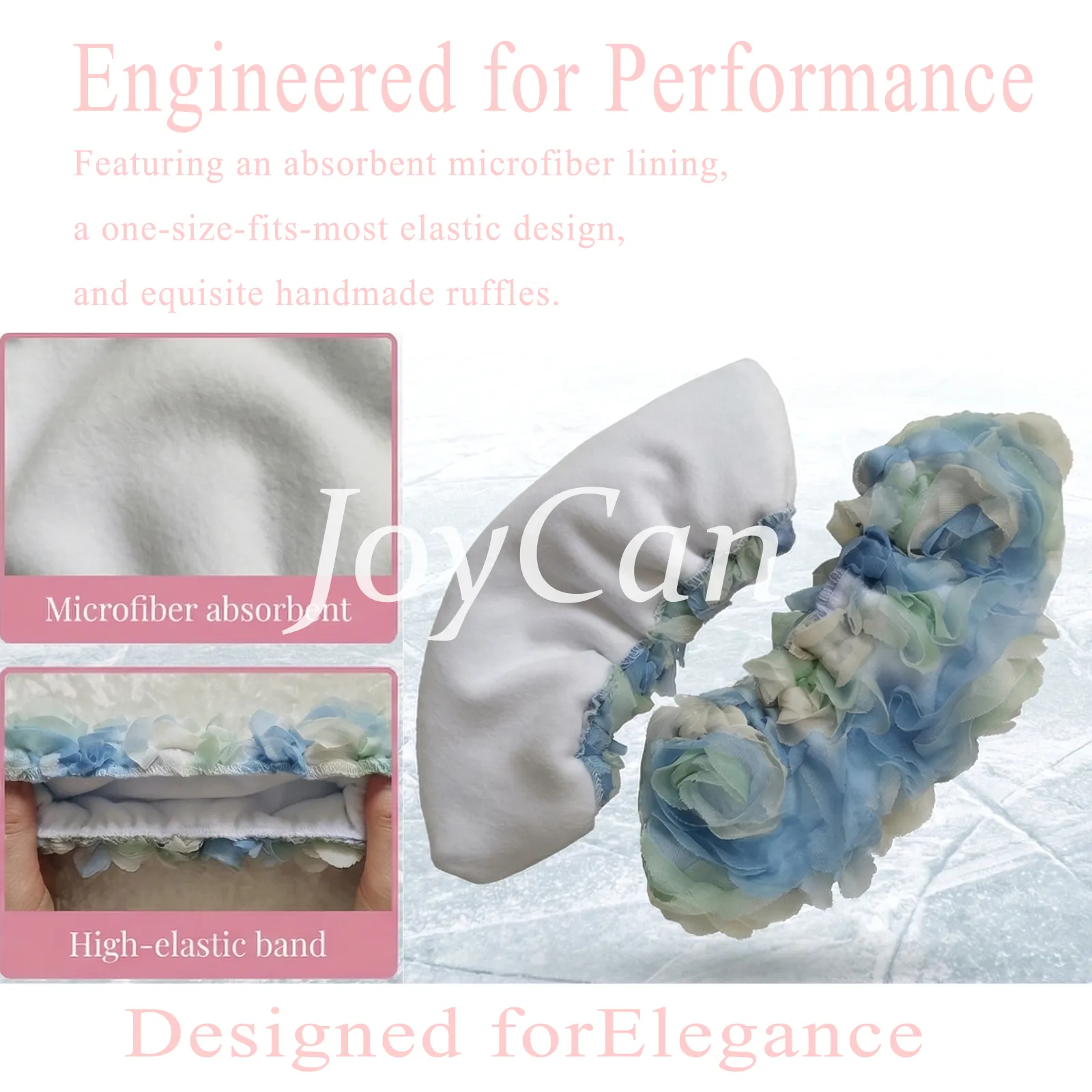 JoyCan Figure Skate Blade Covers JB453 | Rainbow Pastel 3D Flower Decorative Ice Skate Guards for Girls and Women