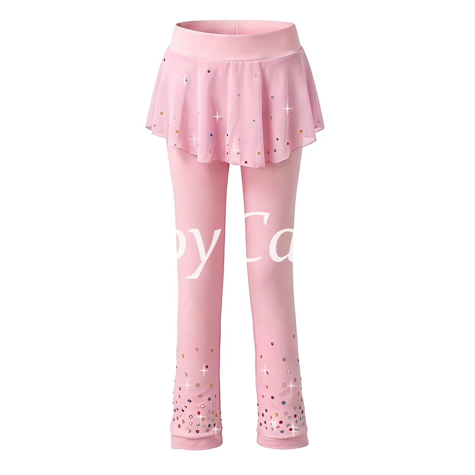 JoyCan Figure Skating Warm‑Up Set JB229 | Hot Pink Full‑Zip Rhinestone Jacket & Skirt‑Over‑Leggings 2‑Piece Training Outfit for Girls and Women