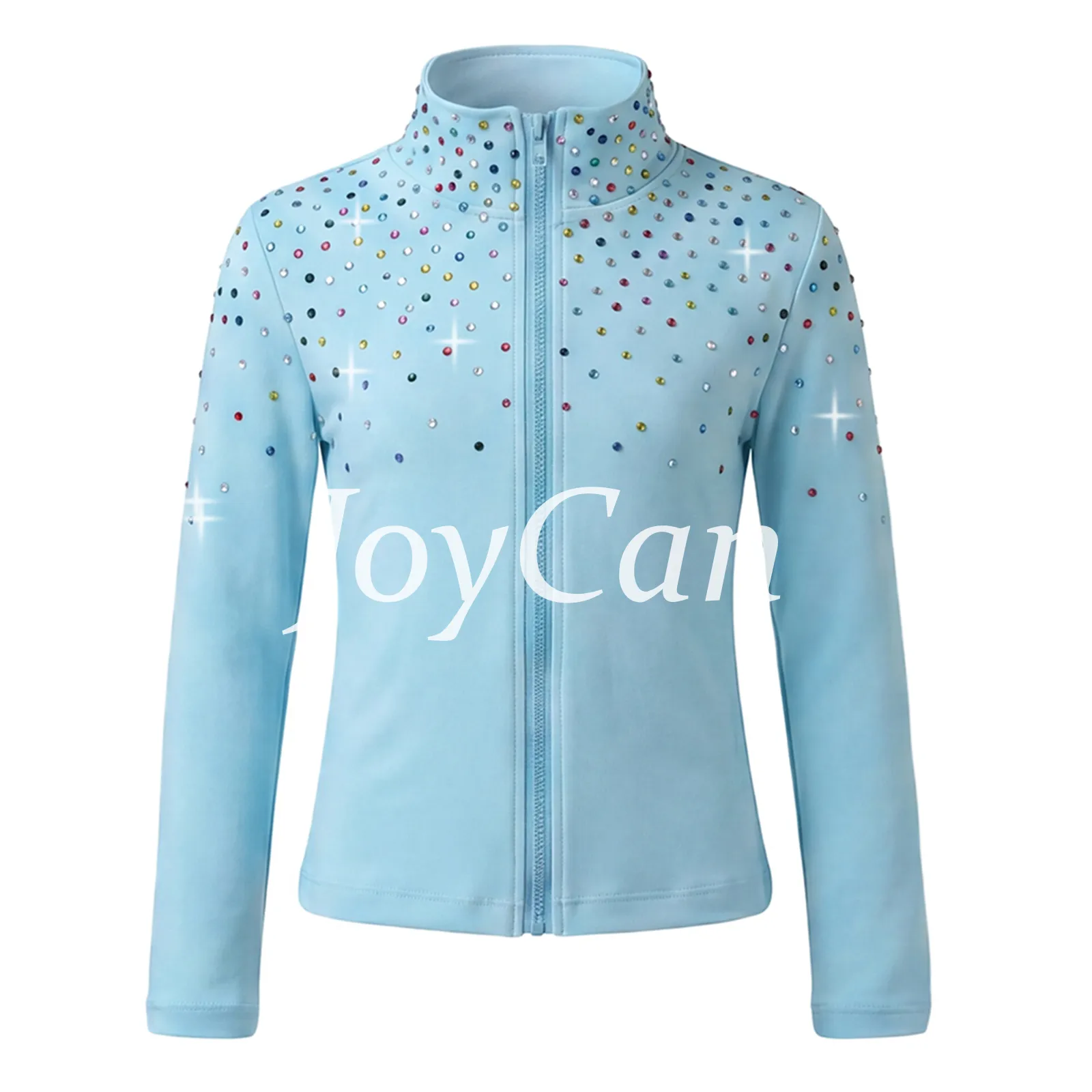 JoyCan Figure Skating Warm‑Up Set JB229 | Hot Pink Full‑Zip Rhinestone Jacket & Skirt‑Over‑Leggings 2‑Piece Training Outfit for Girls and Women