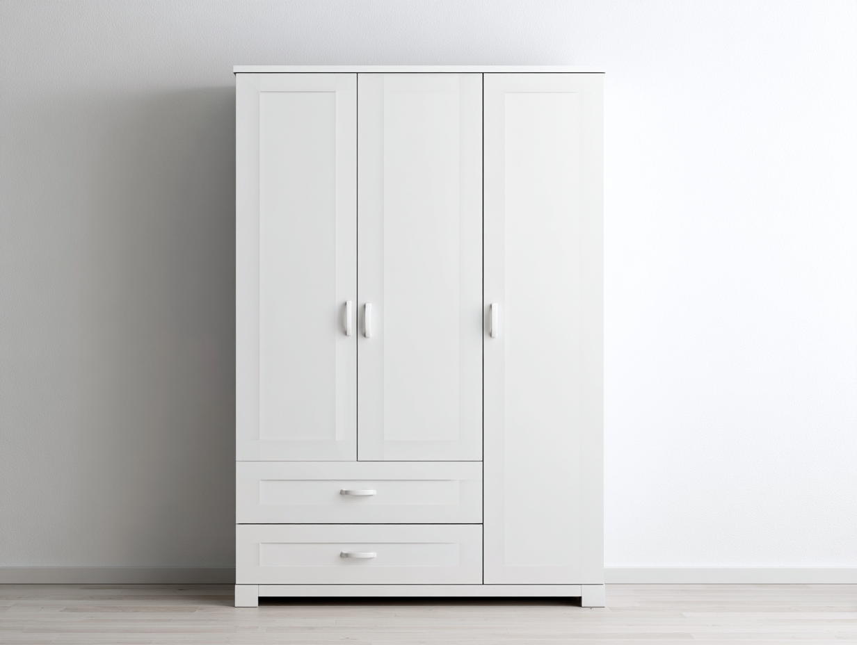 Armoire en panneaux MDF 140x55x190 cm - blanc - pour chambre - design sobre avec espace de rangement