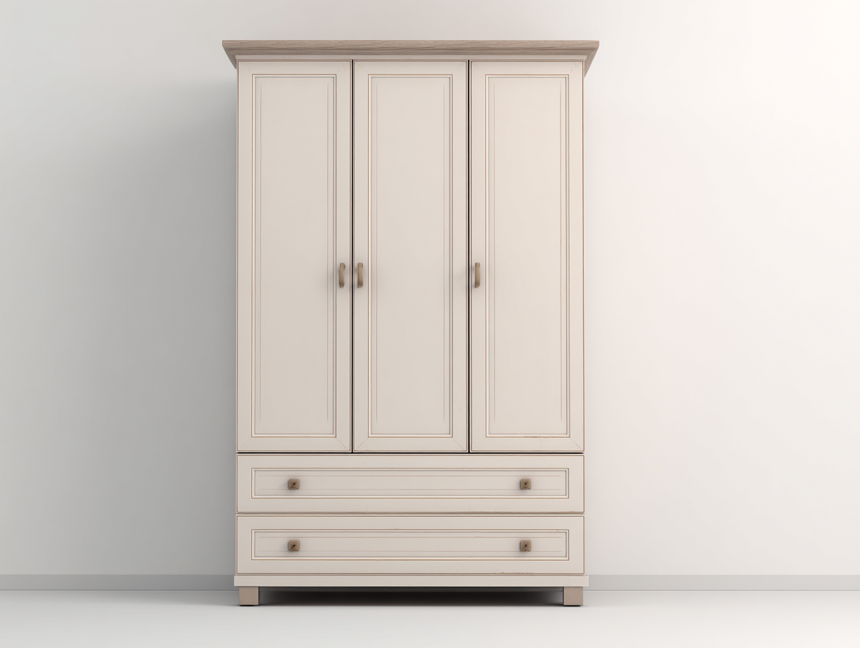 Armoire en panneaux MDF 160x60x200 cm - beige clair - pour chambre - style classique avec espace de rangement