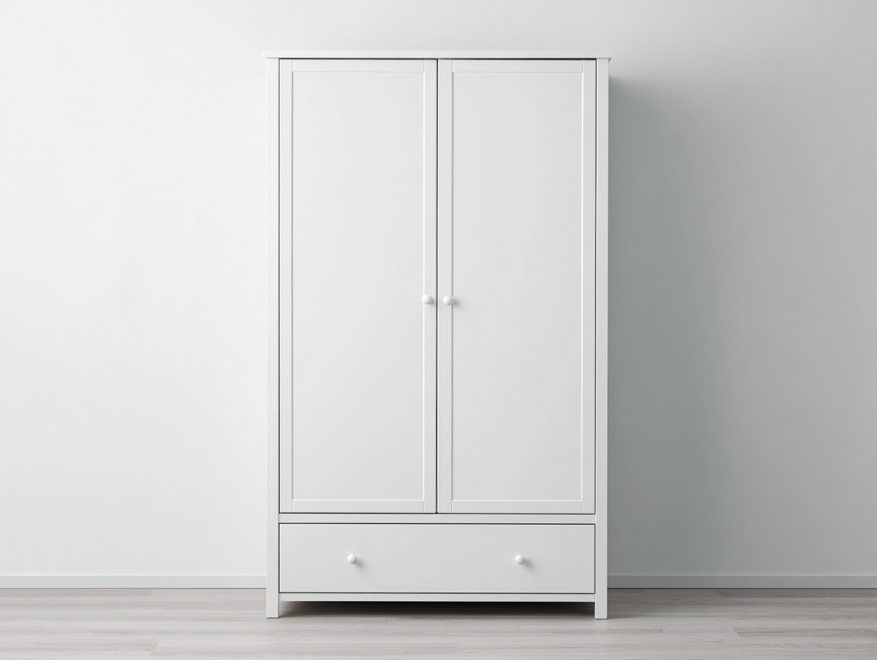 Armoire en panneaux MDF 100x55x190 cm - blanc - pour chambre - design épuré avec espace de rangement