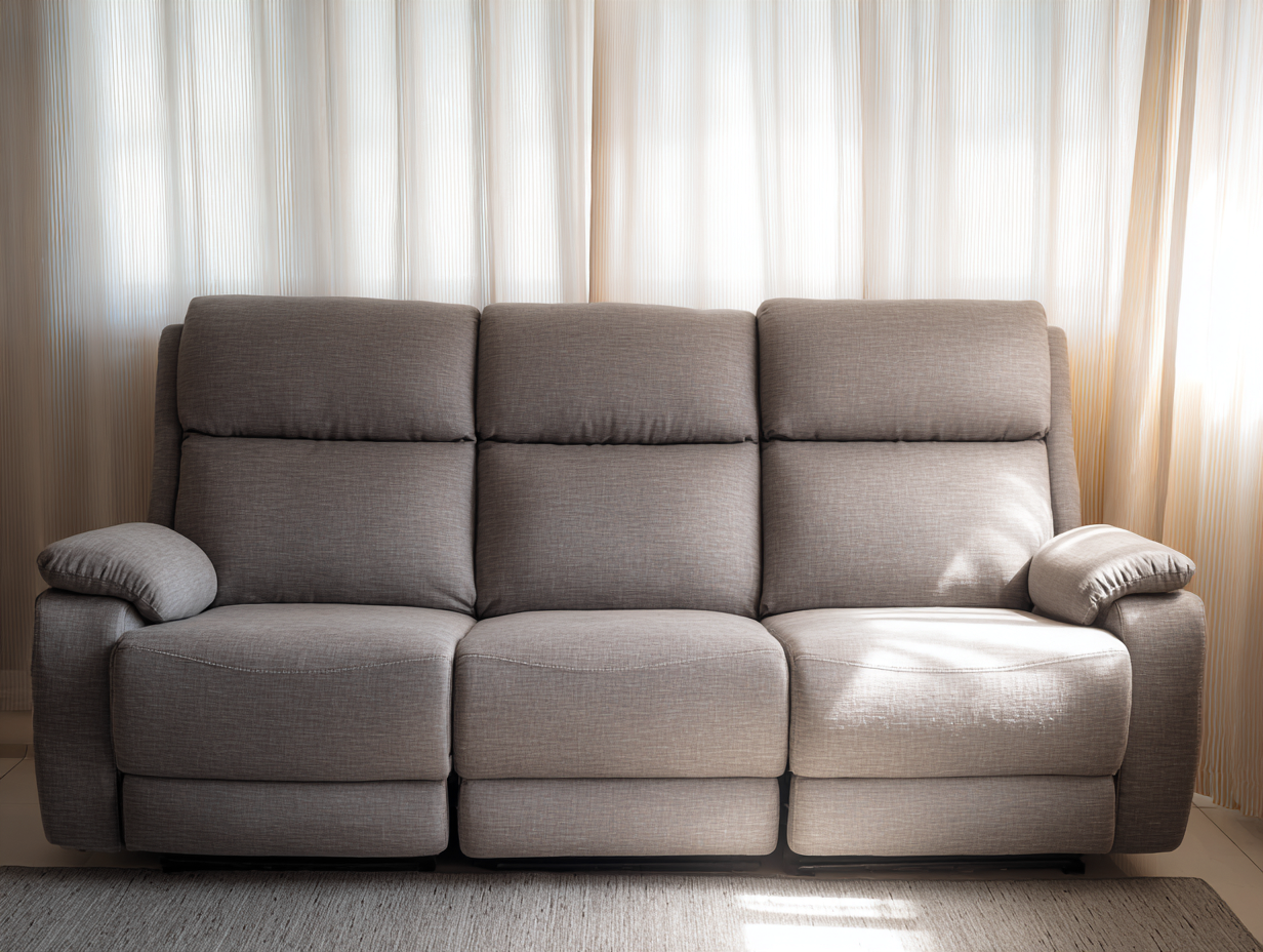 Canapé 3 places en tissu 215x95x100 cm - gris - pour salon - style contemporain avec assises confortables