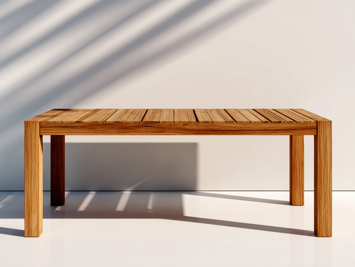 Table de jardin rectangulaire en bois massif 200x90x75 cm - bois naturel - pour extérieur - style moderne épuré