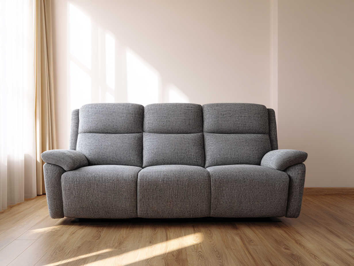 Canapé 3 places en tissu 220x95x100 cm - gris - pour salon - style moderne avec assises confortables