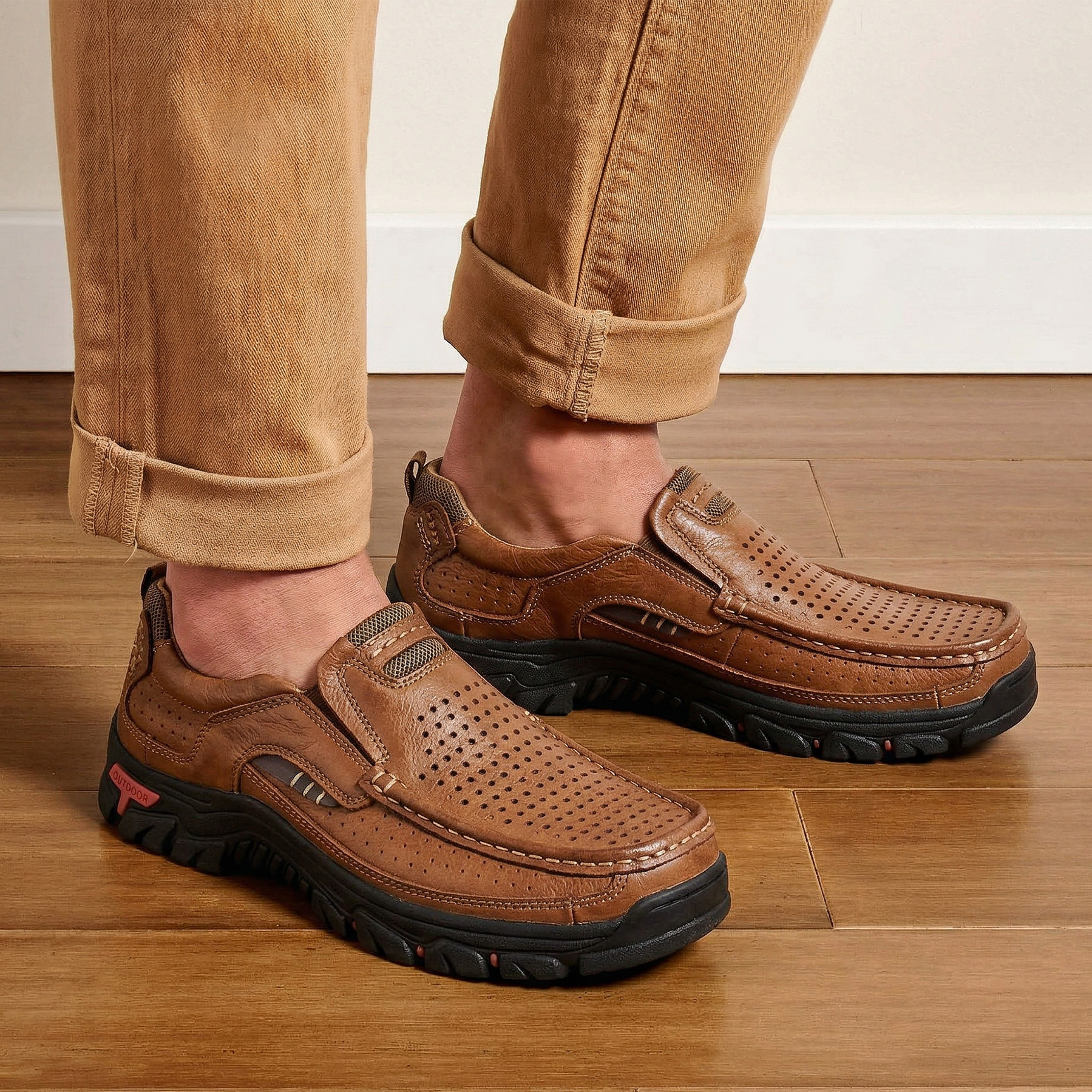 mens brown leather loafers