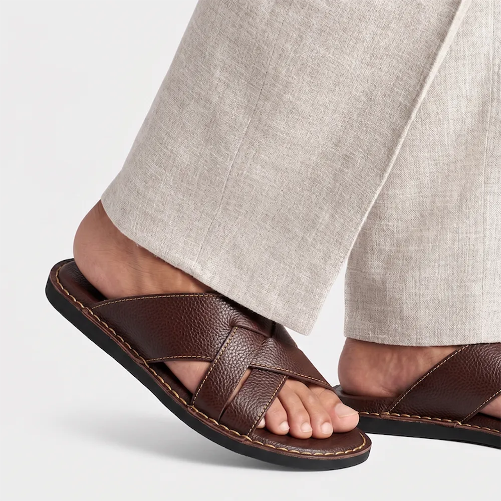 mens-brown-leather-slide-sandals