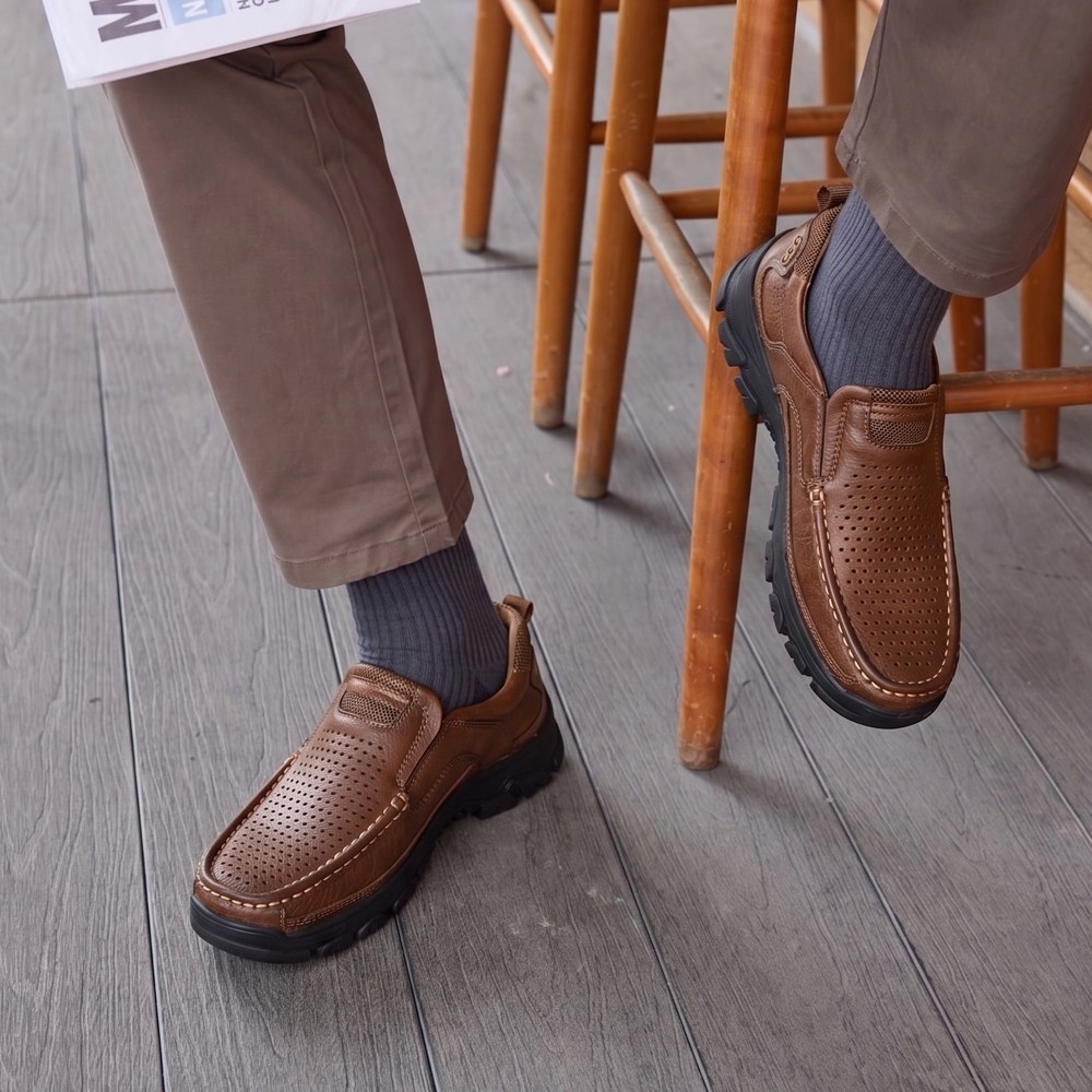 Men’s Summer Leather Loafers | Wide Toe Box & Arch Support