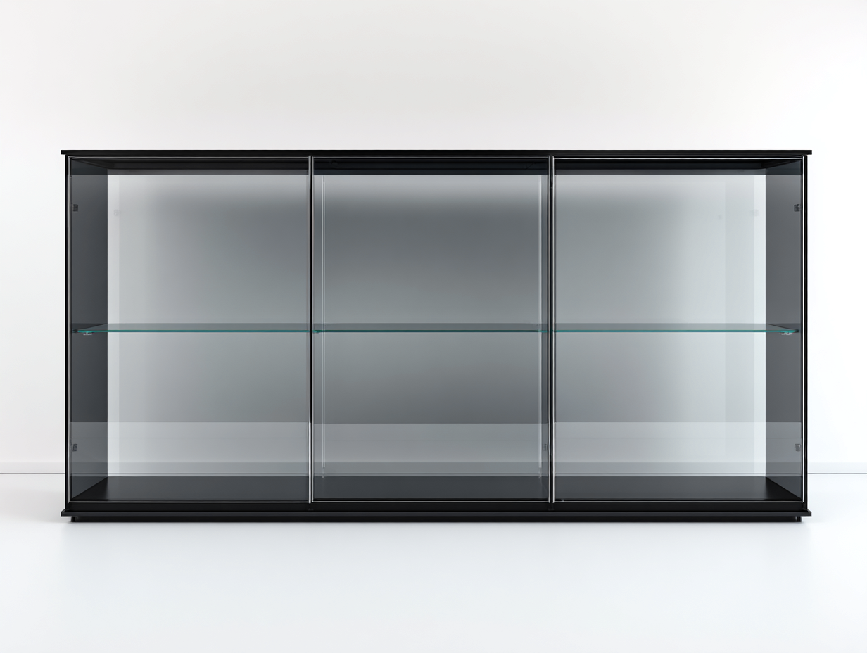 Vitrine de rangement en verre 180x40x80 cm – noir – design moderne pour salon-Houseovae