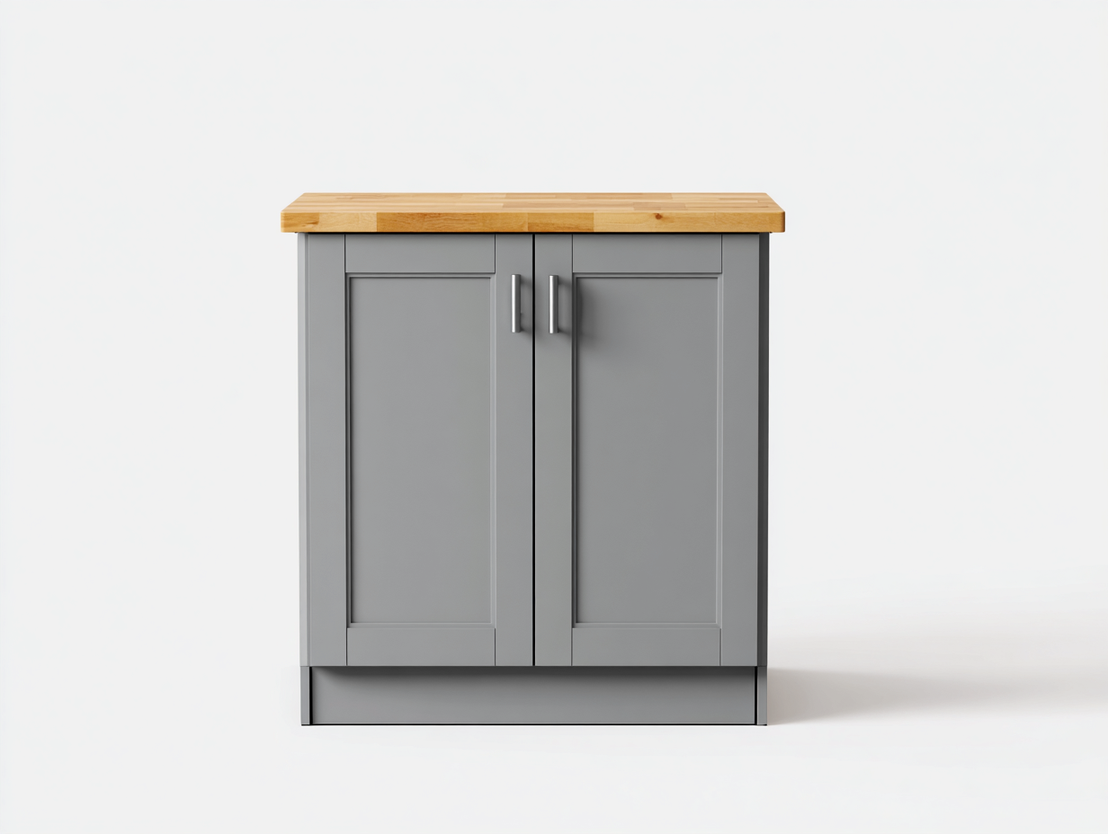 Buffet de rangement en bois avec plateau effet naturel 80x40x85 cm – gris – meuble fonctionnel intérieur-Houseovae