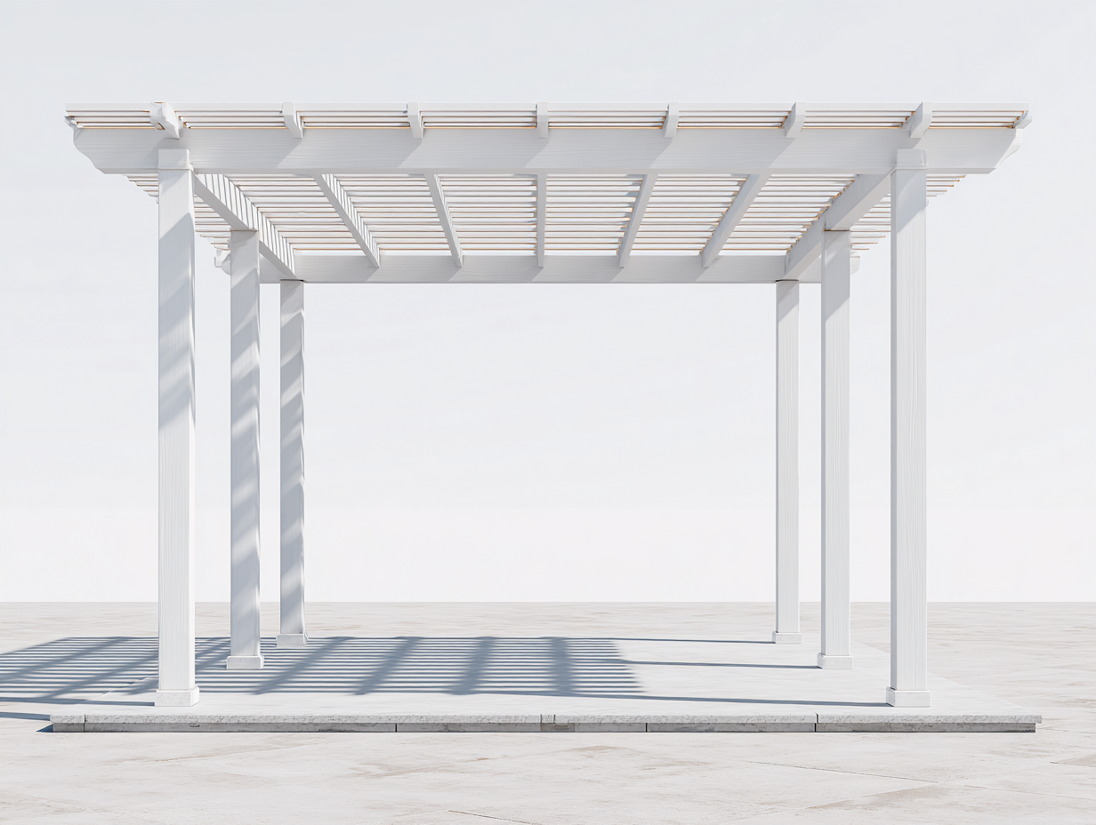 Pergola en bois avec toiture ajourée 300x300x230 cm – blanc – pour extérieur – style moderne-Houseovae