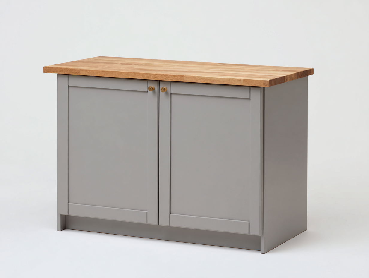 Buffet en bois 120x45x85 cm – Gris et bois naturel – Rangement intérieur – Design classique-Houseovae