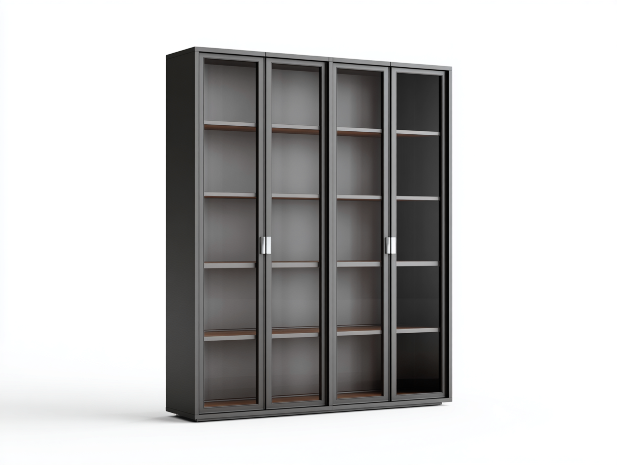 Vitrine de rangement en verre 120x40x200 cm – gris foncé – design moderne pour salon-Houseovae