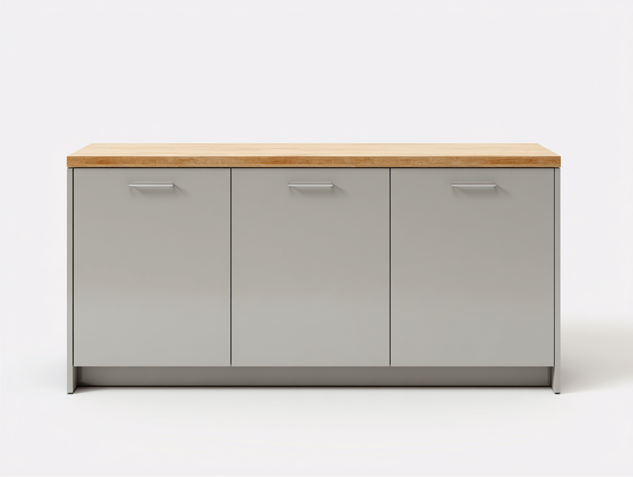 Buffet en bois 160x45x85 cm – Gris et bois naturel – Rangement intérieur – Design moderne-Houseovae