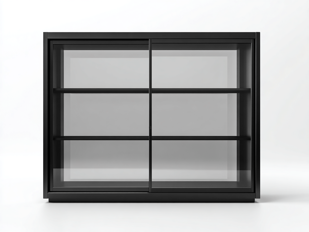 Vitrine de rangement en structure noire avec portes vitrées 120x40x90 cm – noir – meuble de présentation intérieur-Houseovae