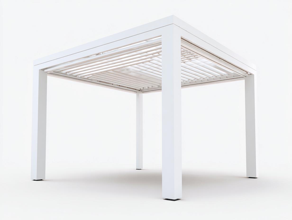 Pergola à lames orientables en aluminium 300x300x250 cm – Blanc – Ombrage modulable extérieur – Design contemporain-Houseovae