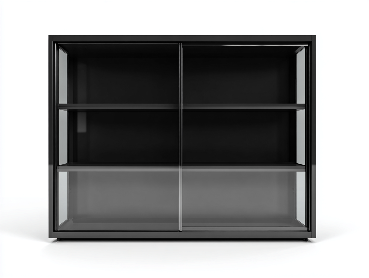 Vitrine en verre et métal 120x40x90 cm – noir – pour salon – design moderne-Houseovae
